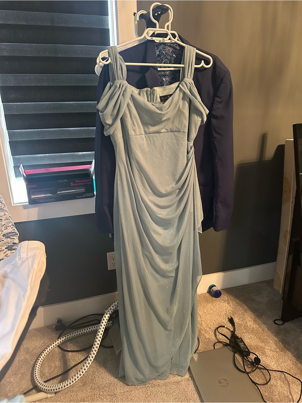 Light Blue Sparkle Draped Evening Dress Laura US 14 (wore once)
